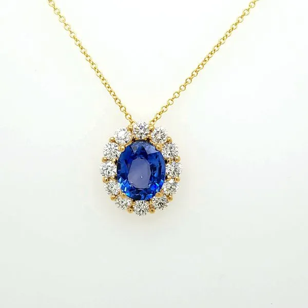 18kt YG Sapphire and Diamond Pendant Image 2 Carroll's Jewelers Doylestown, PA