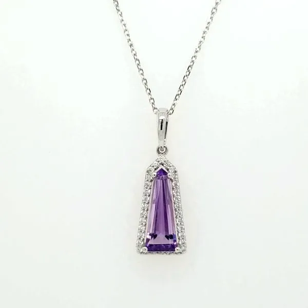 14kt WG Amethyst and Diamond Pendant