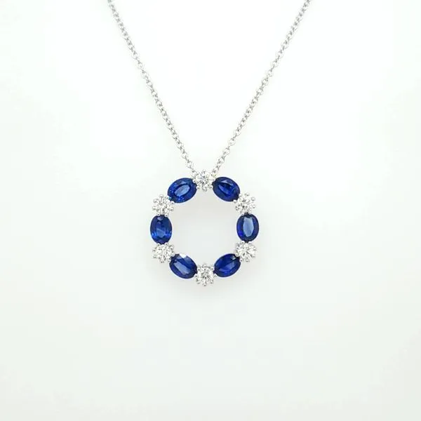 14kt WG Sapphire and Diamond Circle Necklace Carroll's Jewelers Doylestown, PA