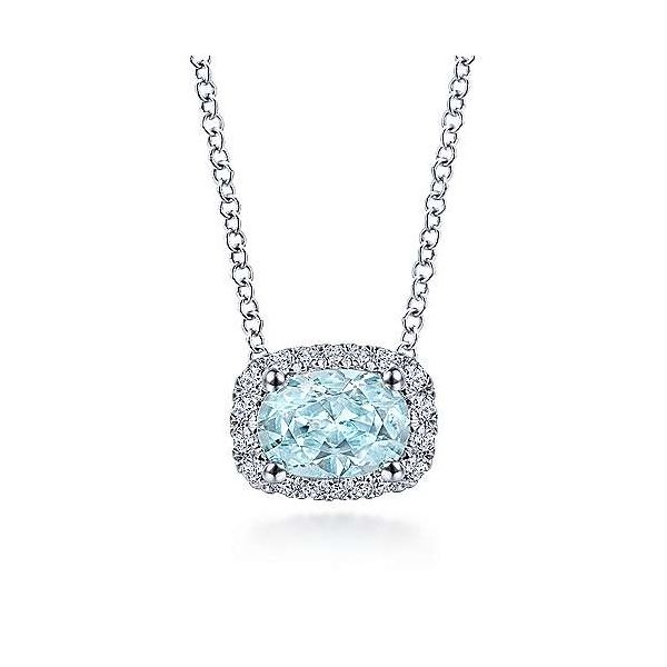 14kt WG Aquamarine and Diamond pendant Carroll's Jewelers Doylestown, PA