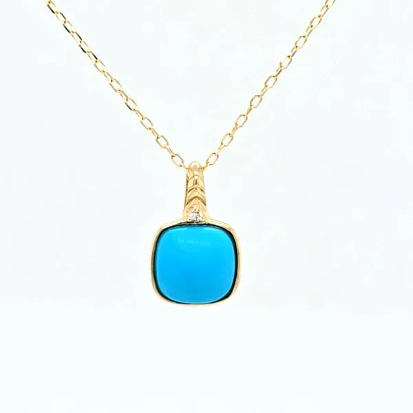 14kt YG Turquoise and Diamond Pendant