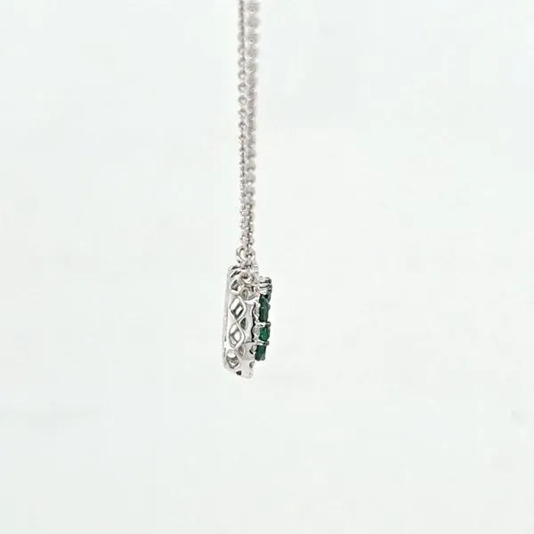 18kt WG Emerald and Diamond cluster pendant