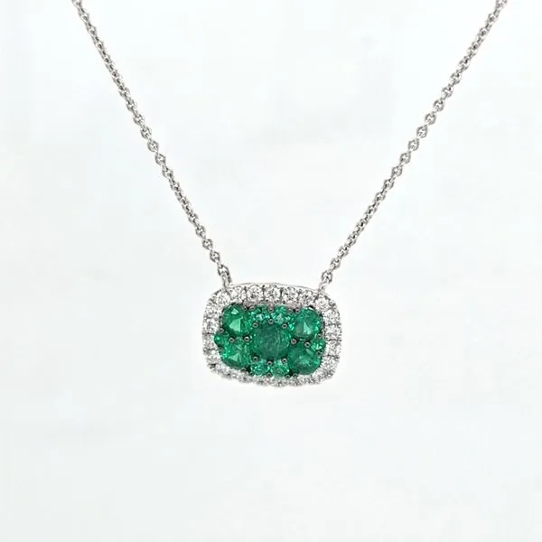 18kt WG Emerald and Diamond cluster pendant