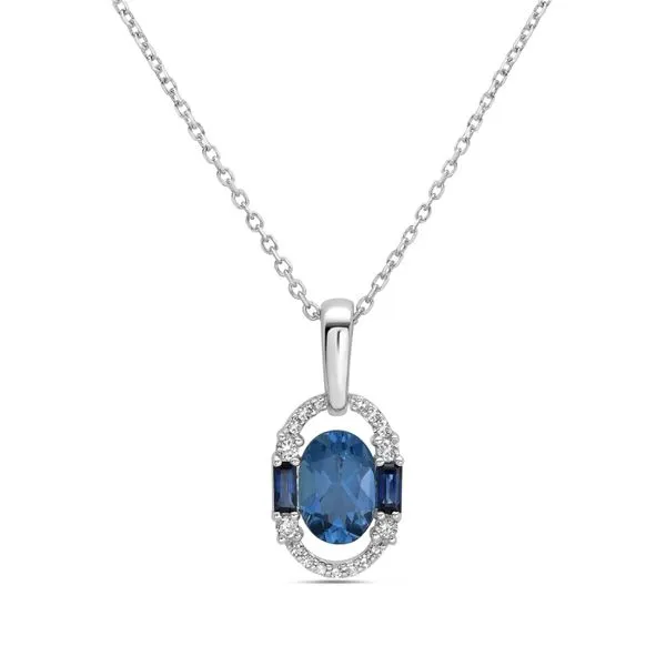 14kt YG WG Blue topaz, sapphire and diamond pendant similar item image