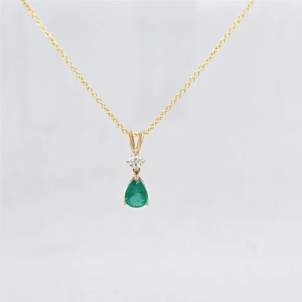 14kt YG Emerald and Diamond pendant