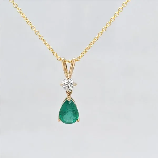 14kt YG Emerald and Diamond pendant