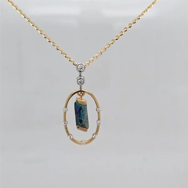 14kt YG Opal and Diamond Pendant Image 3 Carroll's Jewelers Doylestown, PA