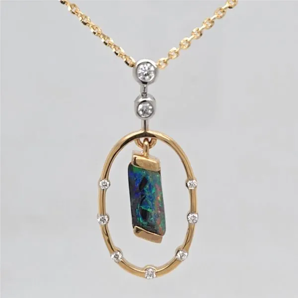 14kt YG Opal and Diamond Pendant Carroll's Jewelers Doylestown, PA