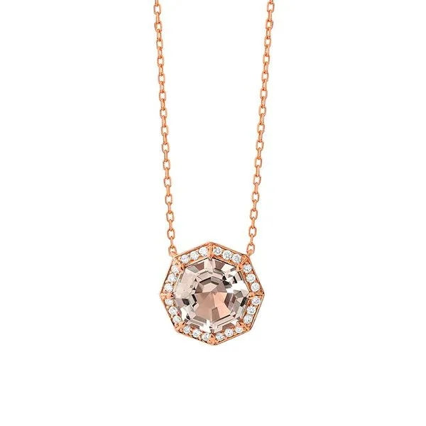 14kt Rose Gold Morganite and Diamond Pendant Carroll's Jewelers Doylestown, PA