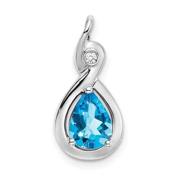 14kt WG Blue Topaz and Diamond Pendant Carroll's Jewelers Doylestown, PA