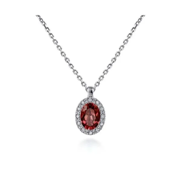 14kt WG Garnet & Diamond Pendant Carroll's Jewelers Doylestown, PA