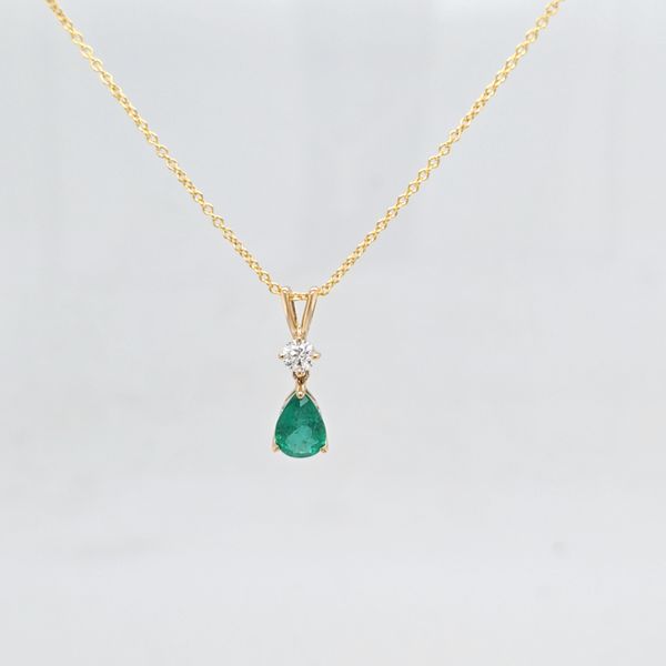 14kt YG Emerald and Diamond pendant Image 2 Carroll's Jewelers Doylestown, PA