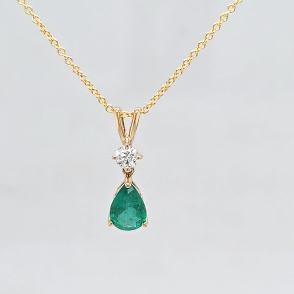 14kt YG Emerald and Diamond pendant Carroll's Jewelers Doylestown, PA