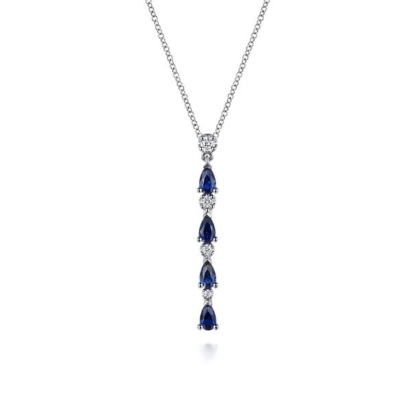 14kt WG Sapphire & Diamond Drop Necklace Carroll's Jewelers Doylestown, PA