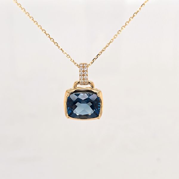 London Blue Topaz and Diamond Pendant Image 2 Carroll's Jewelers Doylestown, PA