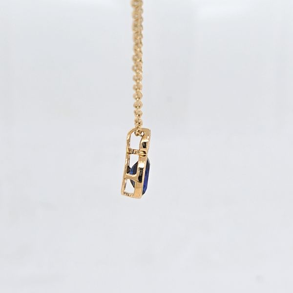 Lab Sapphire and Diamond Bezel Pendant Image 3 Carroll's Jewelers Doylestown, PA