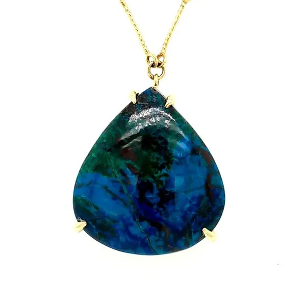 14kt YG Chrysacola Pendant Image 2 Carroll's Jewelers Doylestown, PA