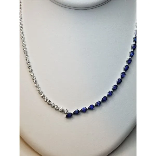 18kt WG Sapphire and Diamond Tennis necklace Image 2 Carroll's Jewelers Doylestown, PA