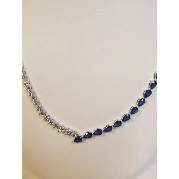 18kt WG Sapphire and Diamond Tennis necklace Image 3 Carroll's Jewelers Doylestown, PA