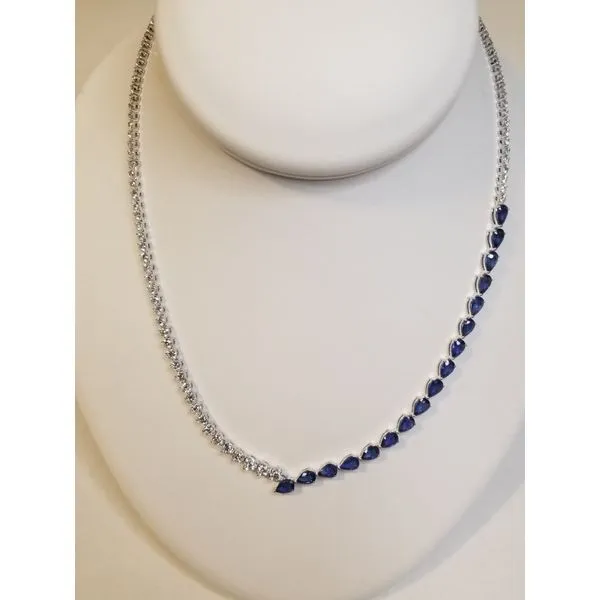 18kt WG Sapphire and Diamond Tennis necklace Carroll's Jewelers Doylestown, PA