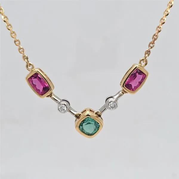 14kt YG Pink and Green Tourmaline Necklace Carroll's Jewelers Doylestown, PA