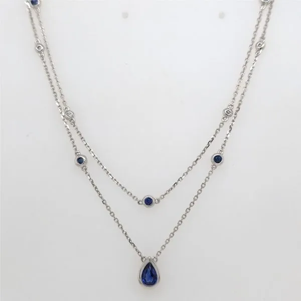 14kt WG Dould Layer Sapphire & Diamond station Necklace Carroll's Jewelers Doylestown, PA