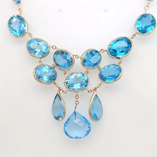 14kt YG Fancy Blue Topaz Necklace Image 2 Carroll's Jewelers Doylestown, PA