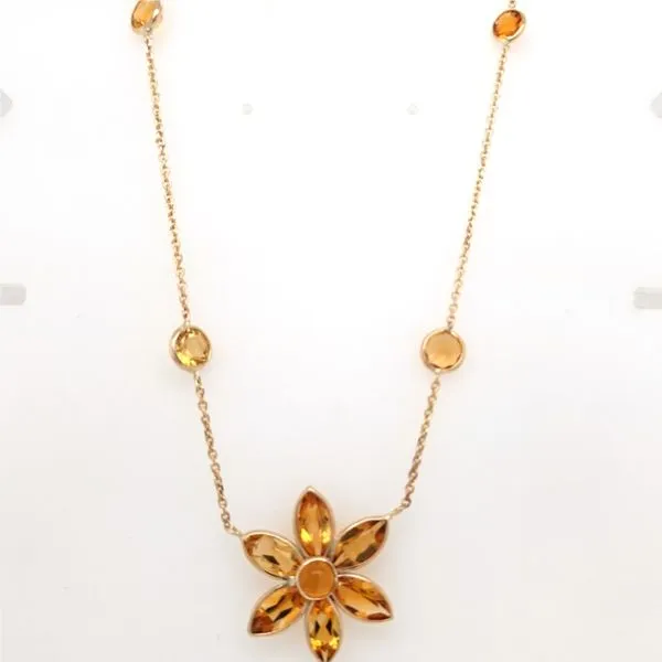 14kt YG Citrine Flower Necklace Image 2 Carroll's Jewelers Doylestown, PA
