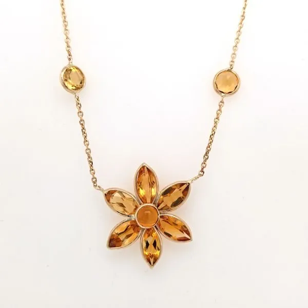 14kt YG Citrine Flower Necklace Carroll's Jewelers Doylestown, PA
