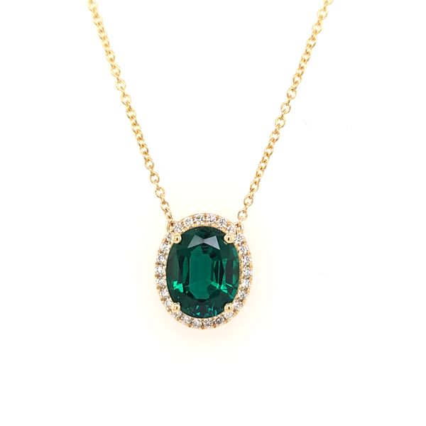 14kt YG LG Emerald and Diamond Necklace Image 2 Carroll's Jewelers Doylestown, PA
