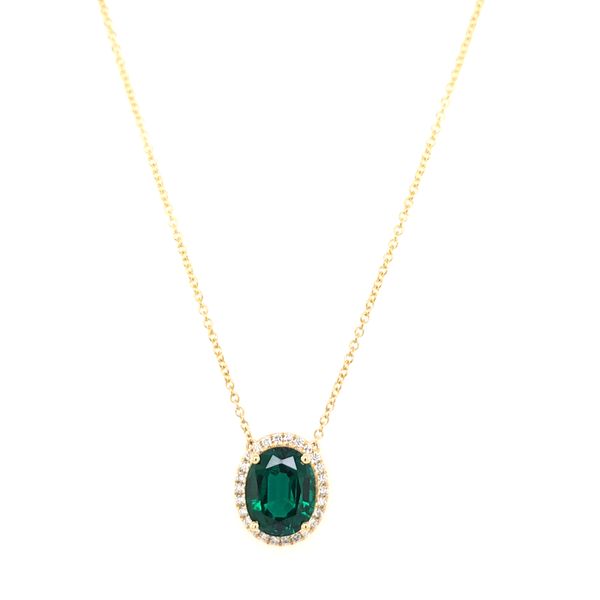 14kt YG LG Emerald and Diamond Necklace Image 3 Carroll's Jewelers Doylestown, PA