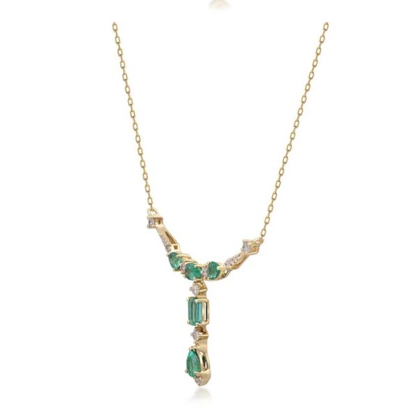 14kt YG Emerald and Diamond Necklace Image 2 Carroll's Jewelers Doylestown, PA