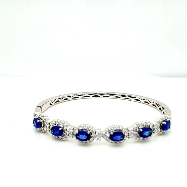 14kt WG Sapphire and Diamond Bangle Bracelet Image 2 Carroll's Jewelers Doylestown, PA