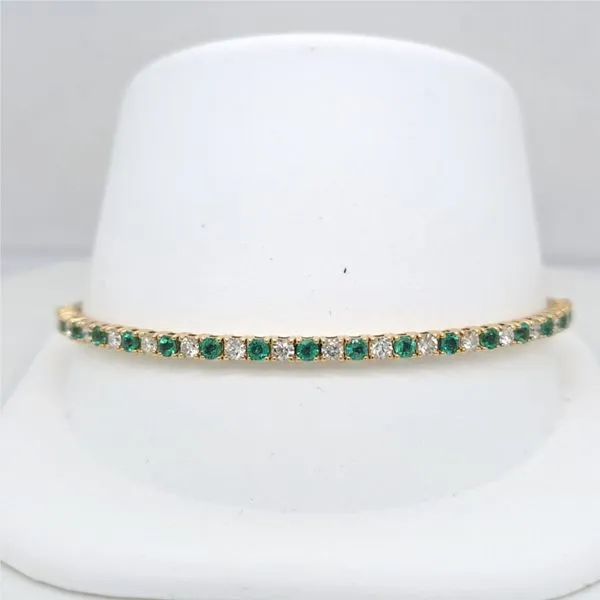 14kt YG Emerald and Diamond Bangle Bracelet thumb image 1