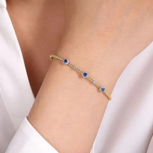 14kt 2 tone Sapphire and Diamond Bangle Bracelet