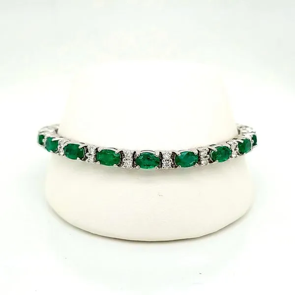 14kt White Gold Emerald and Diamond Bracelet