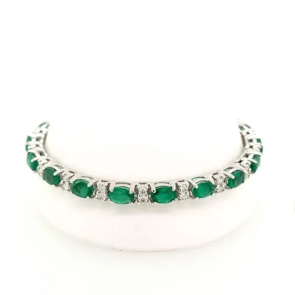 14kt White Gold Emerald and Diamond Bracelet