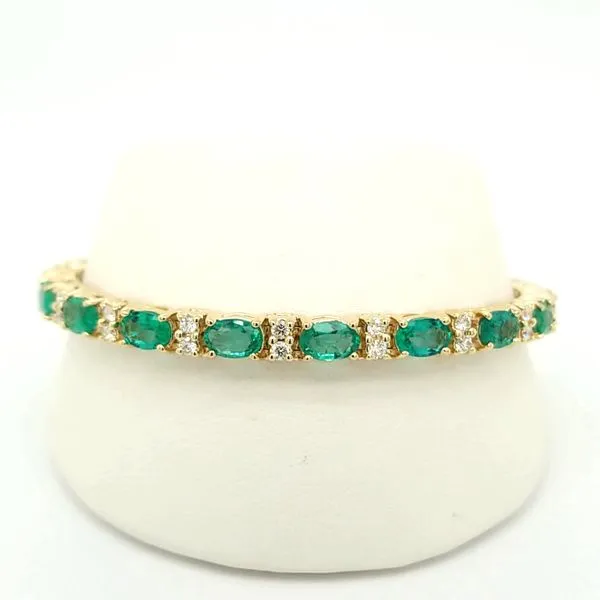 14KT Yellow Gold Emerald and Diamond Bracelet
