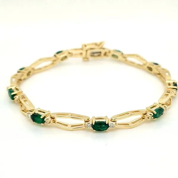 14kt YG Emerald and Diamond Bracelet