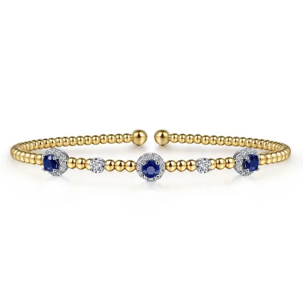 14kt 2 tone Gabriel Bujukan Sapphire and Diamond Bangle Bracelet Carroll's Jewelers Doylestown, PA