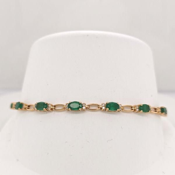 14kt YG Emerald and Diamond Bracelet Carroll's Jewelers Doylestown, PA