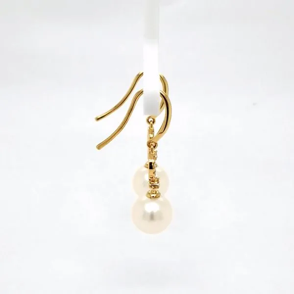 14kt YG pearl and diamond dangle earrings Image 2 Carroll's Jewelers Doylestown, PA