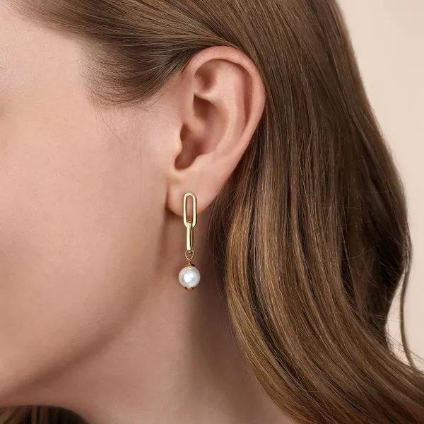 14kt YG Pearl Drop Earrings