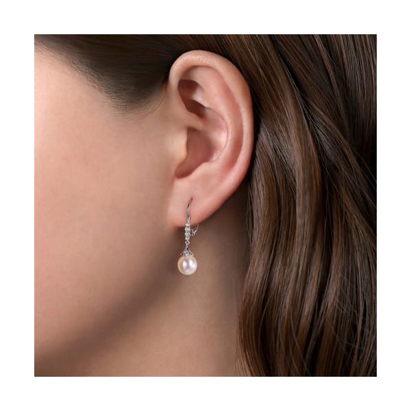 14k WG Pearl & Diamond Earrings Image 2 Carroll's Jewelers Doylestown, PA