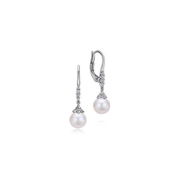14k WG Pearl & Diamond Earrings Carroll's Jewelers Doylestown, PA