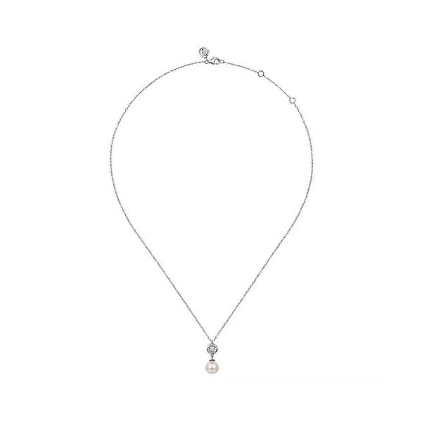 Gabriel SS Pearl and White Sapphire necklace Image 2 Carroll's Jewelers Doylestown, PA