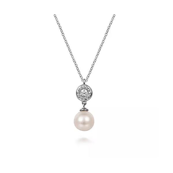 Gabriel SS Pearl and White Sapphire necklace Carroll's Jewelers Doylestown, PA