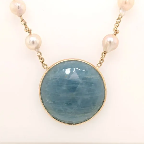 Aqua and Freshwater Pearl Necklace Image 2 Carroll's Jewelers Doylestown, PA