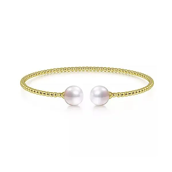 14kt YG Pearl cuff bracelet