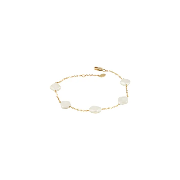 14kt YG Pearl Station Bracelet